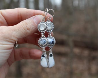Snowdrops //  White Gemstone Earrings //  Sterling Silver // Hand Crafted // Artisan // Eco Friendly // The Winterborn Collection