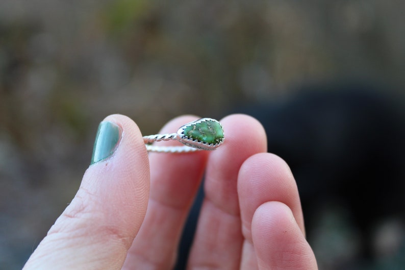 Sonoran Gold Turquoise Stacking Ring Sterling Silver Hand Crafted Artisan Eco Friendly Colors of the Wind Collection