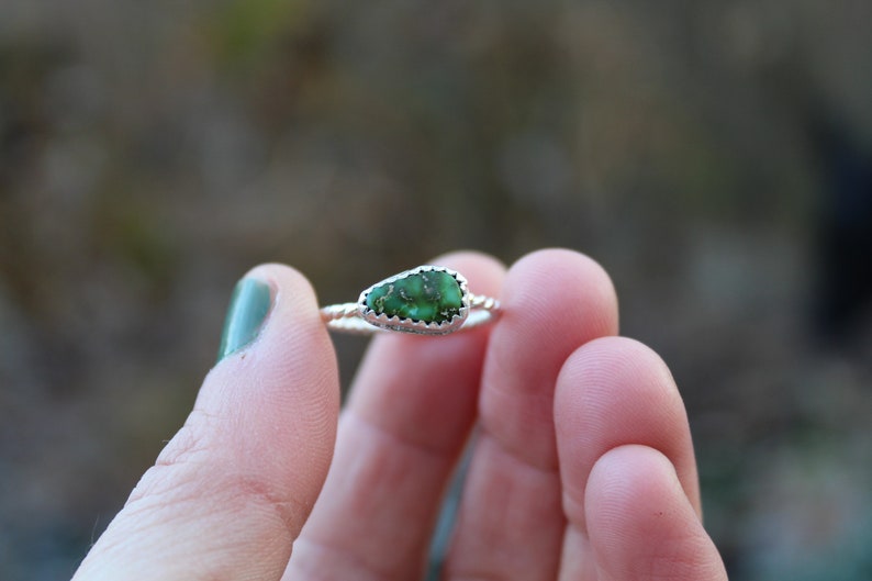 Sonoran Gold Turquoise Stacking Ring Sterling Silver Hand Crafted Artisan Eco Friendly Colors of the Wind Collection