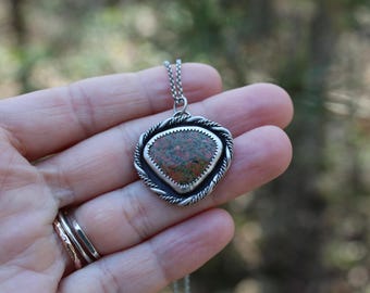 Renewal // Unakite Necklace in Sterling Silver // Hand Crafted // Artisan // Eco Friendly // The Magic of Roots Collection