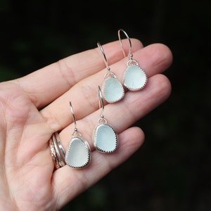 Mermaid Tears / Sea Glass Earrings //  Sterling Silver // Hand Crafted // Artisan // Eco Friendly // Victorian Spring