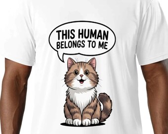 Camiseta de gato Modo Jefe: Este humano me pertenece.