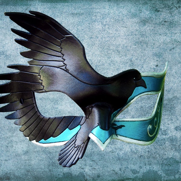 Custom Leather Raven Mask