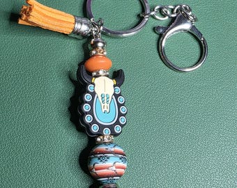 South Western Cow Skull Keychain Charm