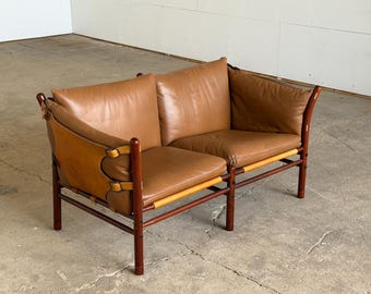 Arne Norell Safari Two-Seat Leather Sofa for Norell, Sweden, 1970s