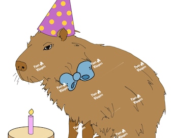 Capybara Birthday Digital Download PNG 300dpi
