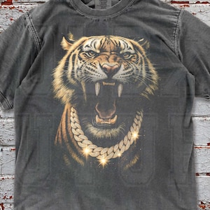 Rap Tiger Graphic Tee, Vintage Hip Hop Streetwear Tee, Oversized Grunge Animal Shirt, Funny Meme Gift