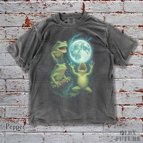 Funny Frog Moon Shirt, Retro Grunge Comfort Colors Tee, Vintage Meme Oversized T-Shirt