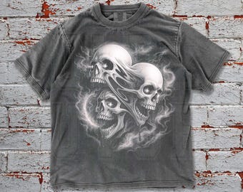 Screaming Skull Vintage 90s Style Graphic Shirt, Skeleton Comfort Colors, Y2k Goth Retro Tee,