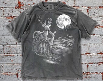 Vintage Deer 90s Graphic Style Comfort Colors® Tshirt, Retro Hunter Deer Faded T-Shirt, Nature Y2k Streetwear, 2000s Deer Oversized Shirt