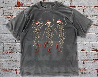 Dancing Skeleton Comfort Colors Tee, Retro Christmas Skeleton Shirt, Christmas Crewneck, Christmas Shirt, Christmas Gift, Skeleton Shirt