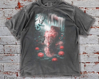 Vintage Tiger Jungle Shirt, Retro Animal Graphic Tee, Oversized Washed Comfort Colors T-Shirt