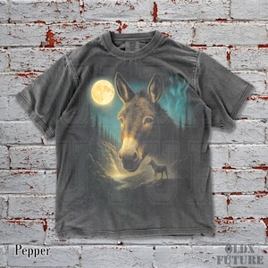 Vintage Donkey Moon Shirt, Comfort Colors Oversized Mule Graphic Tee, Retro Animal Night Tee