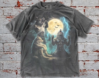 Werewolf Graphic Tee, Oversized Comfort Colors Wolf Shirt, Human By Chance Alpha By Choice Tee