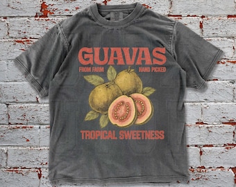 Retro Guava Fruit Shirt Comfort Colors Oversized Vintage Washed Graphic Tee
