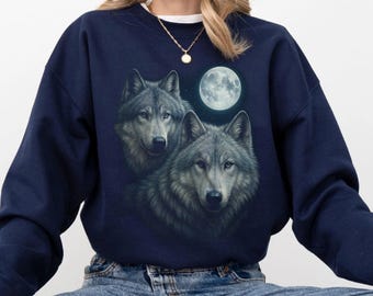 Vintage Wolf Mystical 90s Style Sweatshirt, Retro Wolf Sweater, Cute Wolf Sweater,