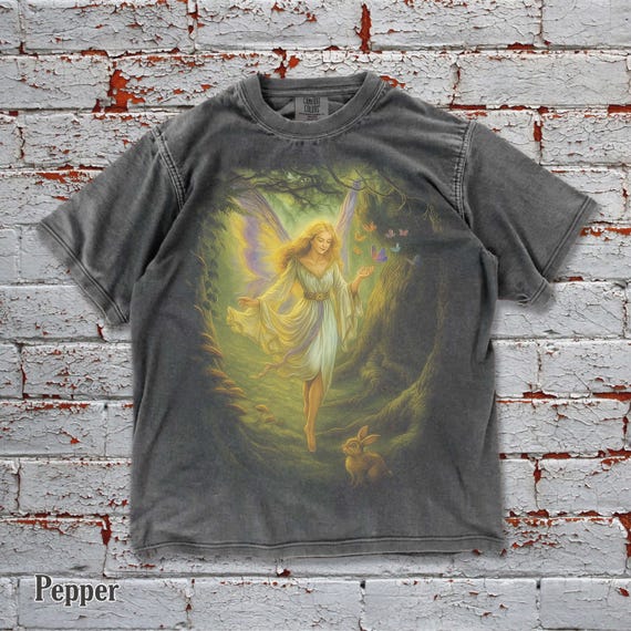 Vintage Fairy Shirt, Oversized Comfort Colors Tee, Retro Angel Forest Graphic T-Shirt