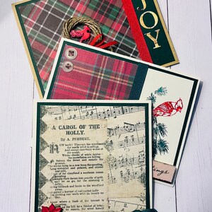 Alegría, Feliz Navidad, Saludos De Temporada, Juego Hecho A Mano De 3 Cartas Corona, Cardenales