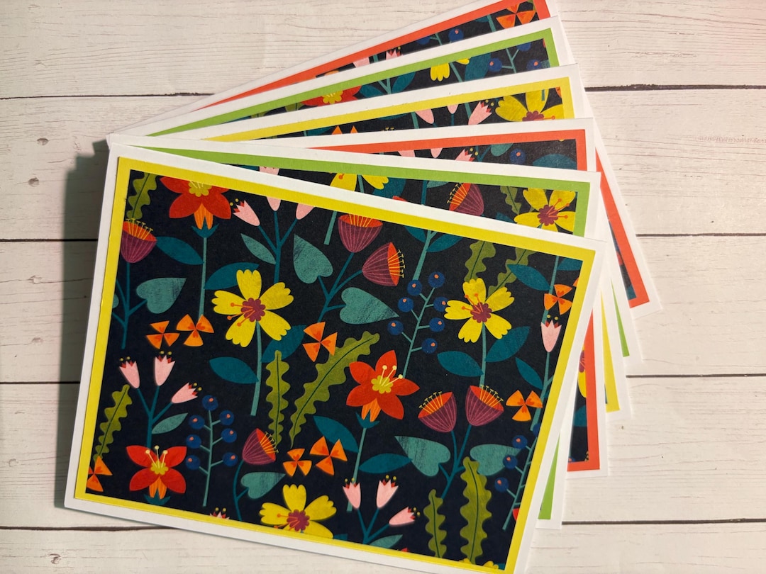 Spring, Flowers, Set of 6 Handmade Cards, Notecards, Blank - Etsy