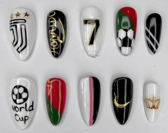 CR7 Soccer Nails | Portugal World Cup Trophy Stiletto Set