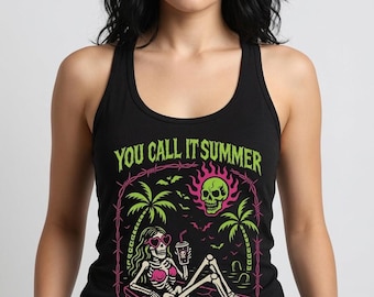 You Call It Summer I Call It Suffering Tank Top, Funny Summer Graphic Tee, Trendy Vacation Outfit, Casual Hot Weather Shirt