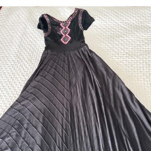Rare Free People XS Black Lace Embellished Maxi Dress Boho Festival Open Back image 2