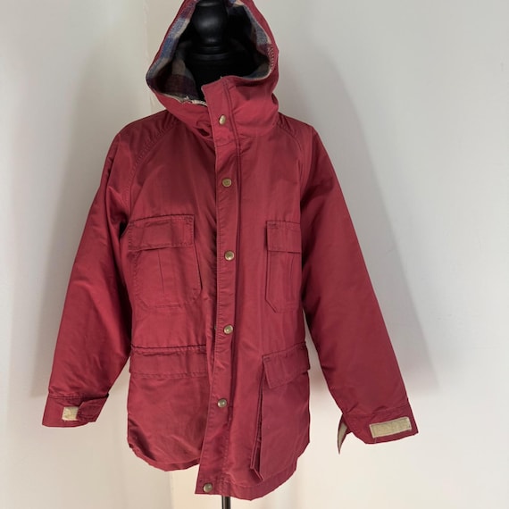 L.L.Bean, Vtg L.L.Bean Baxter State Parka W Large Burgundy Wool Lined Made USA 80/90s