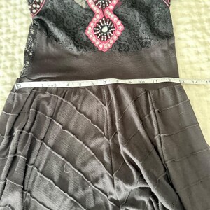 Rare Free People XS Black Lace Embellished Maxi Dress Boho Festival Open Back image 12