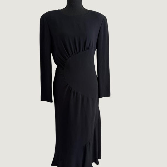 Valentino Boutique / Miss V, Vtg Valentino Boutique Black Silk Dress Made in Italy Sz10 Asymmetrical flatters