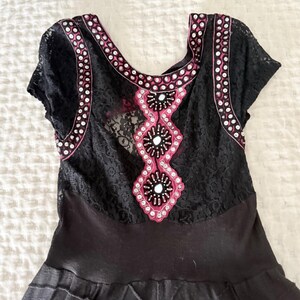 Rare Free People XS Black Lace Embellished Maxi Dress Boho Festival Open Back image 5