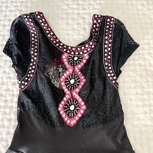 Rare Free People XS Black Lace Embellished Maxi Dress Boho Festival Open Back image 6