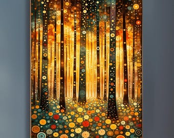 Gustav Klimt Inspired Gilded Forest Art - Modern Tree of Life Pattern Poster