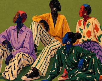 Modern Afrocentric Art Print - Vibrant Chromatic Fashion Illustration