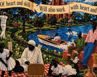 African American Art Print - Vibrant Park Picnic Illustration