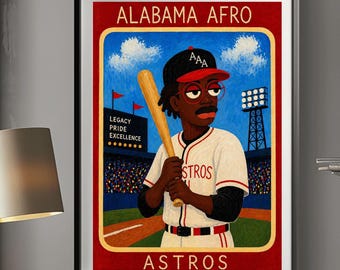 Lámina artística de béisbol de los Alabama Afro Astros - Ilustración estilo tarjeta coleccionable vintage