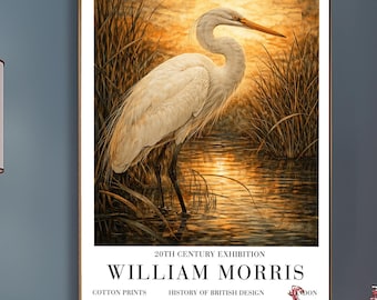 William Morris Silberreiher Kunstdruck Vintage Sumpf Motiv