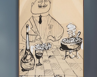 Ludwig Bemelmans Fine Dining Art - Whimsical Gourmet Chef Poster