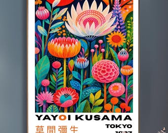 Kusama Tokyo Exhibition Print – Indigo Botanical Leaf Art