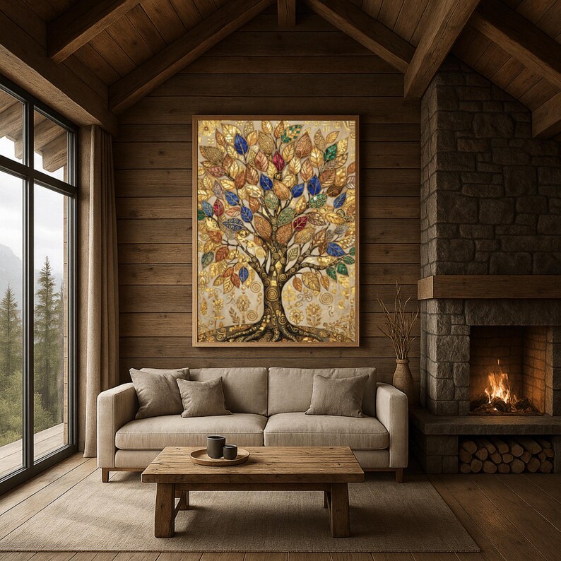 Gustav Klimt Inspired Tree of Life Art - Ornate Gold Leaf Mosaic Print ...