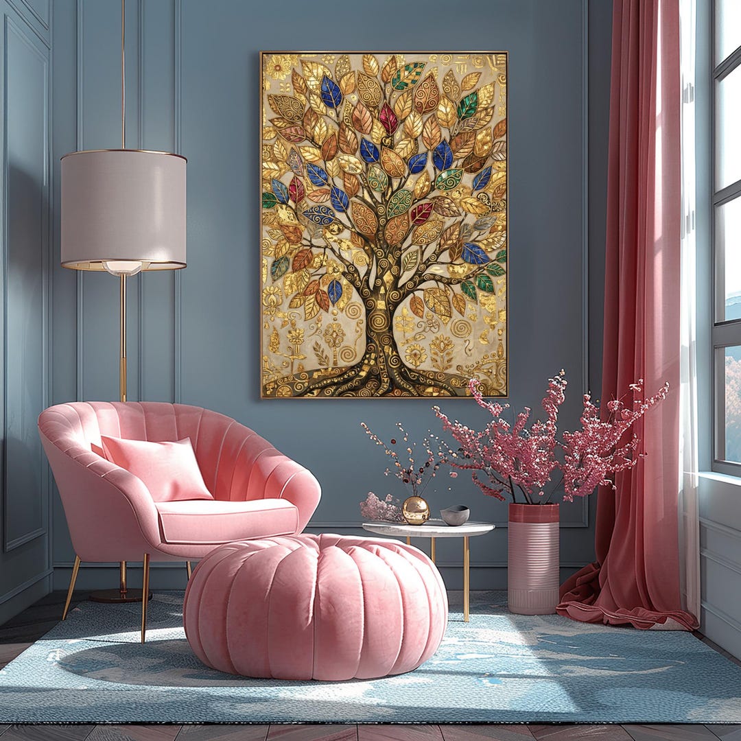 Gustav Klimt Inspired Tree of Life Art - Ornate Gold Leaf Mosaic Print ...