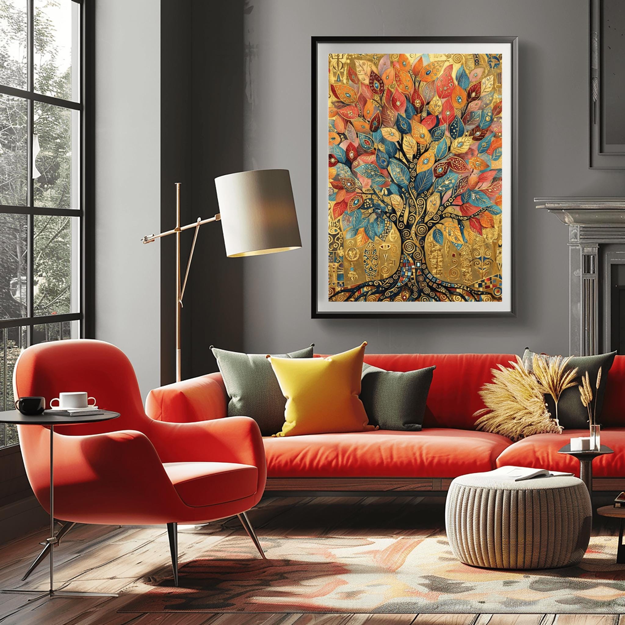 Gustav Klimt Inspired Tree of Life Art - Warm Sunset Mosaic Tree Print ...