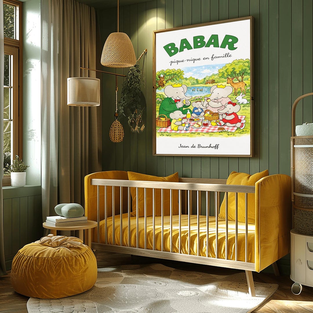 Babar Family Picnic Poster Pique nique En Famille Wall Art Jean De Babar Family Picnic Poster Pique nique En Famille Wall Art Jean De