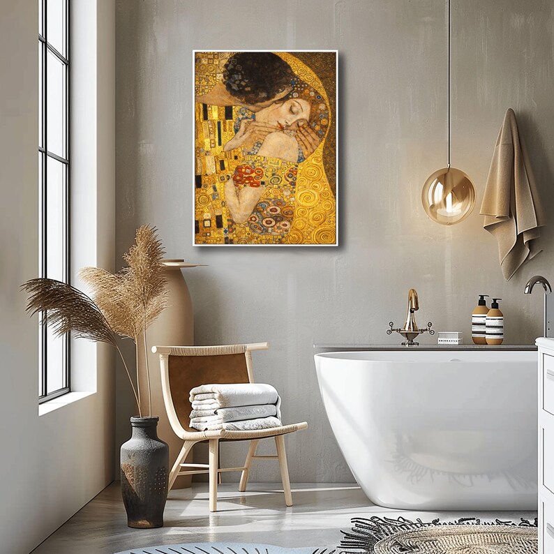 Gustav Klimt the Kiss Art Print – Gold Leaf Mosaic Masterpiece Wall ...