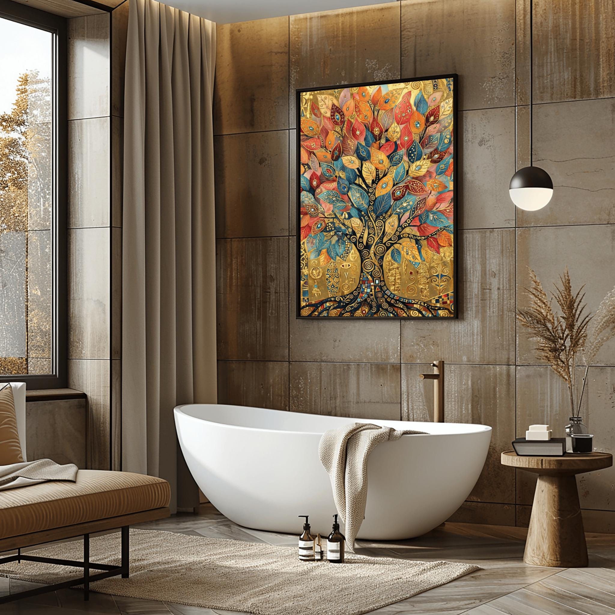 Gustav Klimt Inspired Tree of Life Art - Warm Sunset Mosaic Tree Print ...