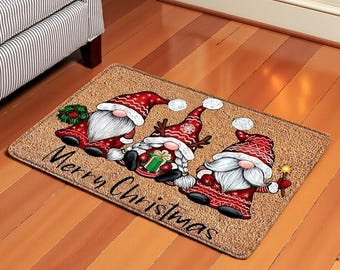 Merry Christmas Doormat, Festive Holiday Welcome Mat, Winter Entrance Rug, Entryway Decor, Outdoor Holiday Rug, Gift Idea
