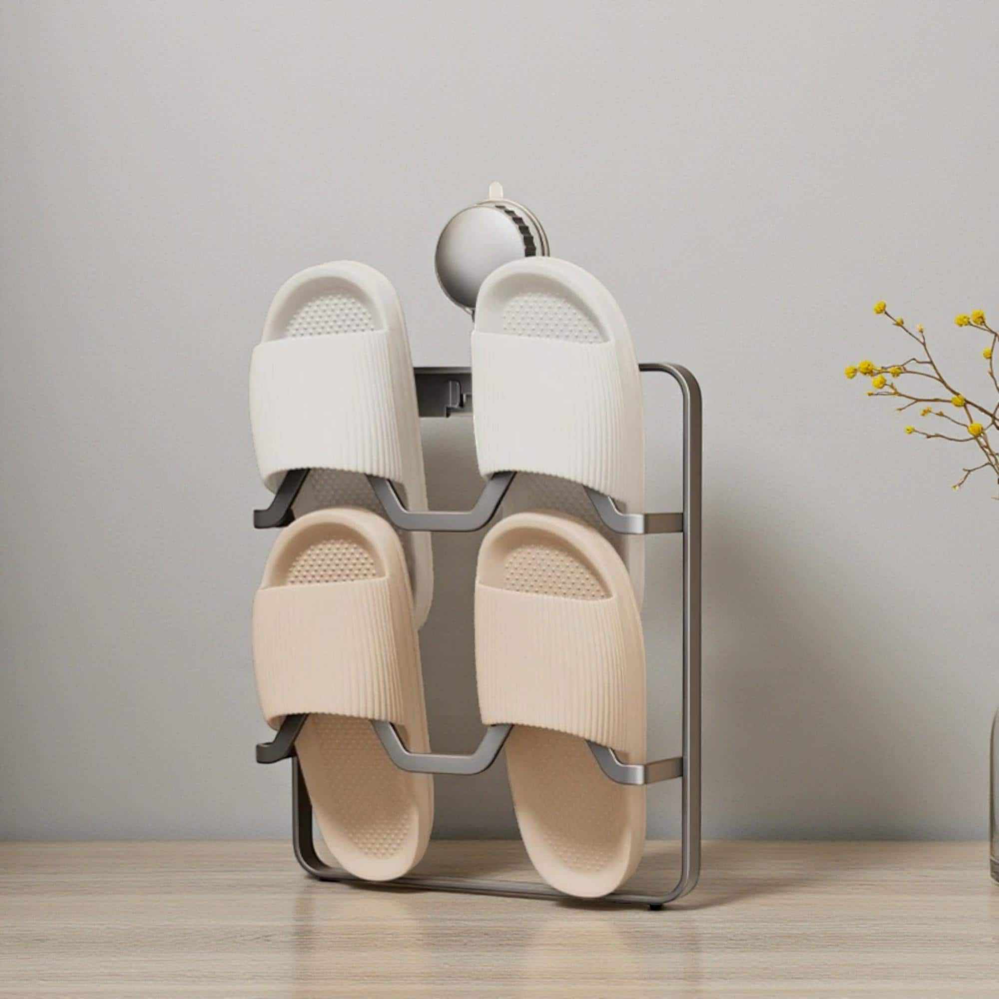 Show Rack For Slippers Wall Mounted Slipper Rack, Shoe Organizer, Space Saving Entryway Holder ...