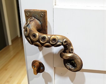 Octopus Door Handle, Nautical Door Hardware, Tentacle Door Pull, Sea Creature Handle, Marine Style Home Decor
