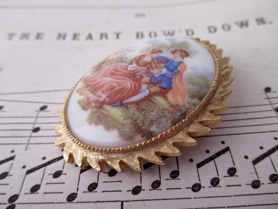 vintage brooch - victorian, romantic, lovers, Frag
