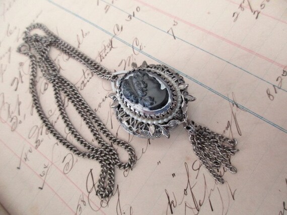 2-sided Lucerne watch and cameo pendant necklace … - image 4