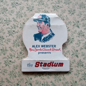 vintage matchbook Alex Webster Presents The Stadium restaurant, football, New York Giants, matches image 2